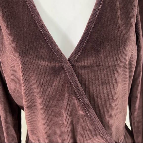 Madewell Corduroy Fuji Wrap Front Tie Brown Raisin S - Picture 8 of 13